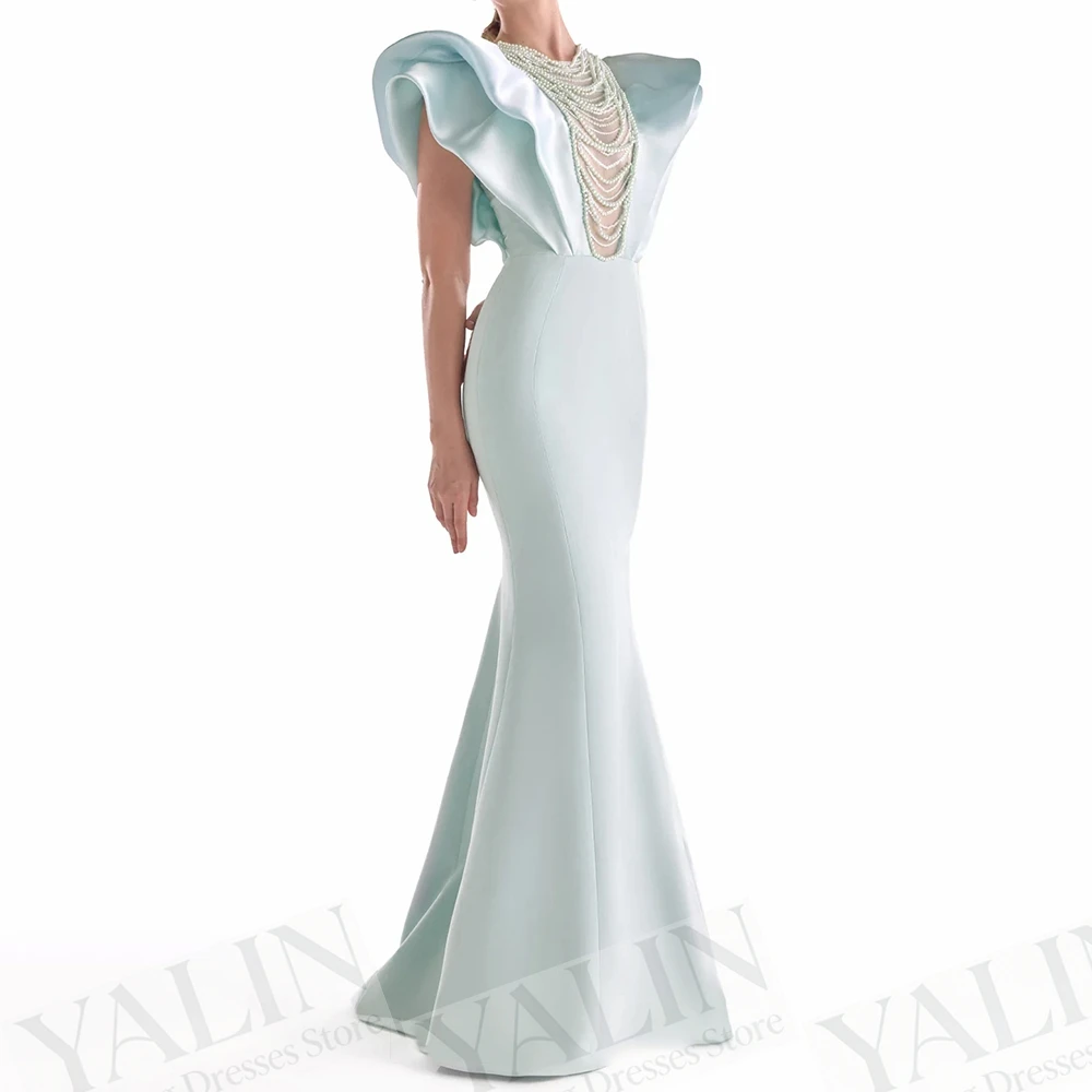 Women's Mermaid Evening Dresses Floor-length O-neck Sleeveless Prom Gown Fashion Beading Stole Simple Draped Customized Gowns
Women's Mermaid Evening Dresses Floor-length O-neck Sleeveless Prom Gown Fashion Beading Stole Simple Draped Customized Gowns