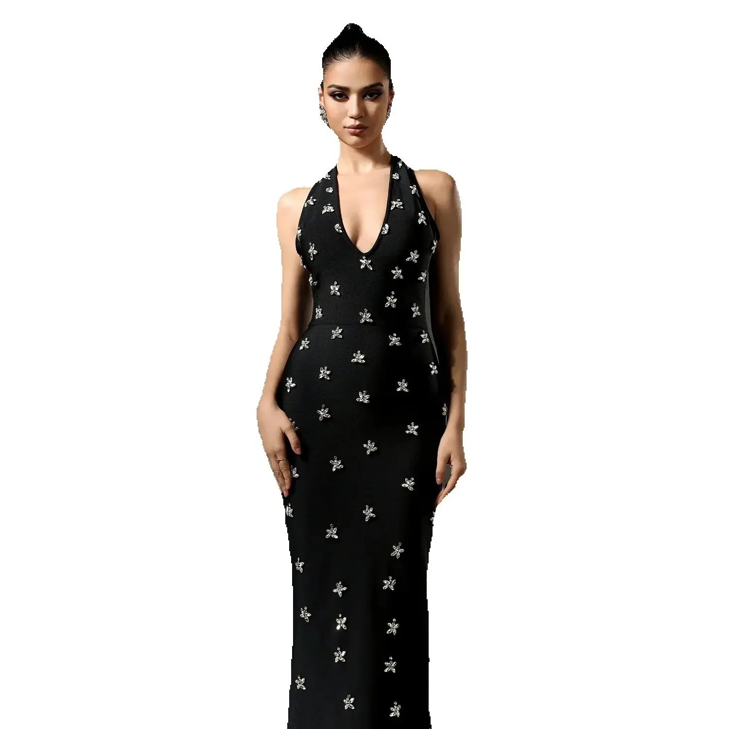 High Quality Slim Diamond Halter Neck Dresses Spring Women Sleeveless Backless Dress Autumn Female High Waist Knee Length Dress
High Quality Slim Diamond Halter Neck Dresses Spring Women Sleeveless Backless Dress Autumn Female High Waist Knee Length Dress