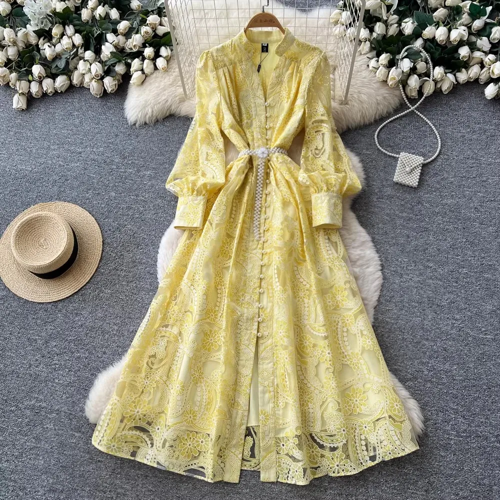 Designer Autumn Holiday Flower Embroidery Lace Prom Dress Women 2026 Spring V Neck Crystal Beading Belt Lady Party Vestido
Designer Autumn Holiday Flower Embroidery Lace Prom Dress Women 2026 Spring V Neck Crystal Beading Belt Lady Party Vestido
