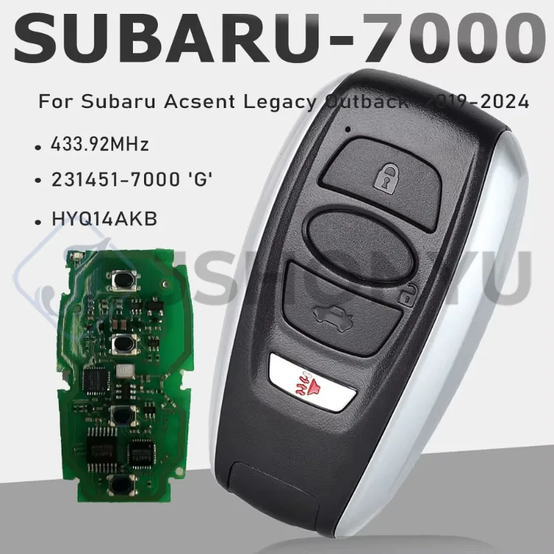 JsHonYu HYQ14AKB 433.92MHz Smart Key for Subaru Ascent Legacy Outback 2019-2024 231451-7000 G Board 4 Button Remote Fob
JsHonYu HYQ14AKB 433.92MHz Smart Key for Subaru Ascent Legacy Outback 2019-2024 231451-7000 G Board 4 Button Remote Fob