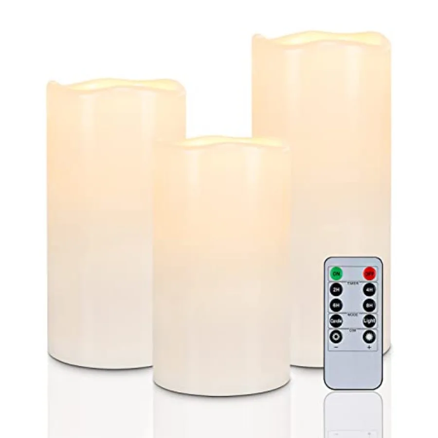 6" 8" 10" x 4" Waterproof Outdoor Flameless Candles, Battery Operated Flickering LED Pillar Candles with Remote and Timers for
6" 8" 10" x 4" Waterproof Outdoor Flameless Candles, Battery Operated Flickering LED Pillar Candles with Remote and Timers for