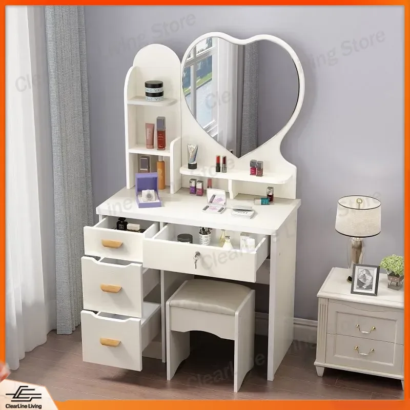 Modern Simple Makeup Table with Drawers and Lock Storage Multifunctional Vanity Desk for Bedroom Small Space Cosmetic
Modern Simple Makeup Table with Drawers and Lock Storage Multifunctional Vanity Desk for Bedroom Small Space Cosmetic