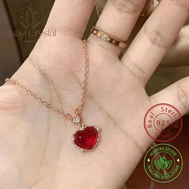 925 silver heart red agate necklace light luxury minority red peach heart for girlfriend
925 silver heart red agate necklace light luxury minority red peach heart for girlfriend
