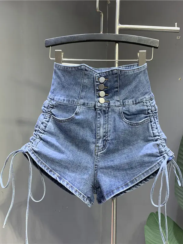 Джинсовые шорты с высокой талией для женщин, летние, синие, эластичные, утягивающие, модные, повседневные, на молнии
Джинсовые шорты с высокой талией для женщин, летние, синие, эластичные, утягивающие, модные, повседневные, на молнии