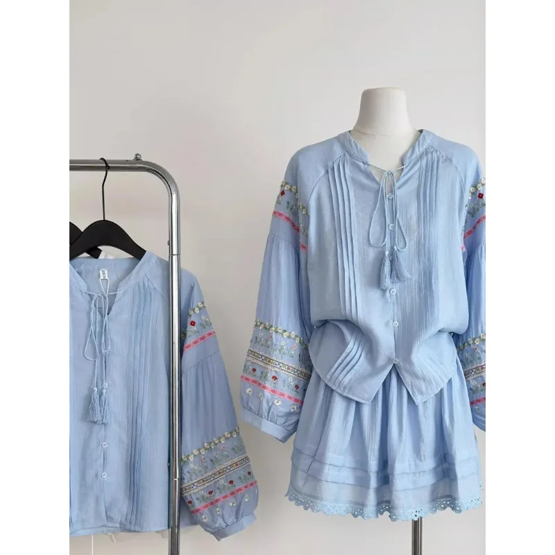 Holiday Women's Sweet Heavy Industry Embroidered Single-breasted Long-sleeved Shirt High Waist Skirt for Women 2-piece Sets
Holiday Women's Sweet Heavy Industry Embroidered Single-breasted Long-sleeved Shirt High Waist Skirt for Women 2-piece Sets