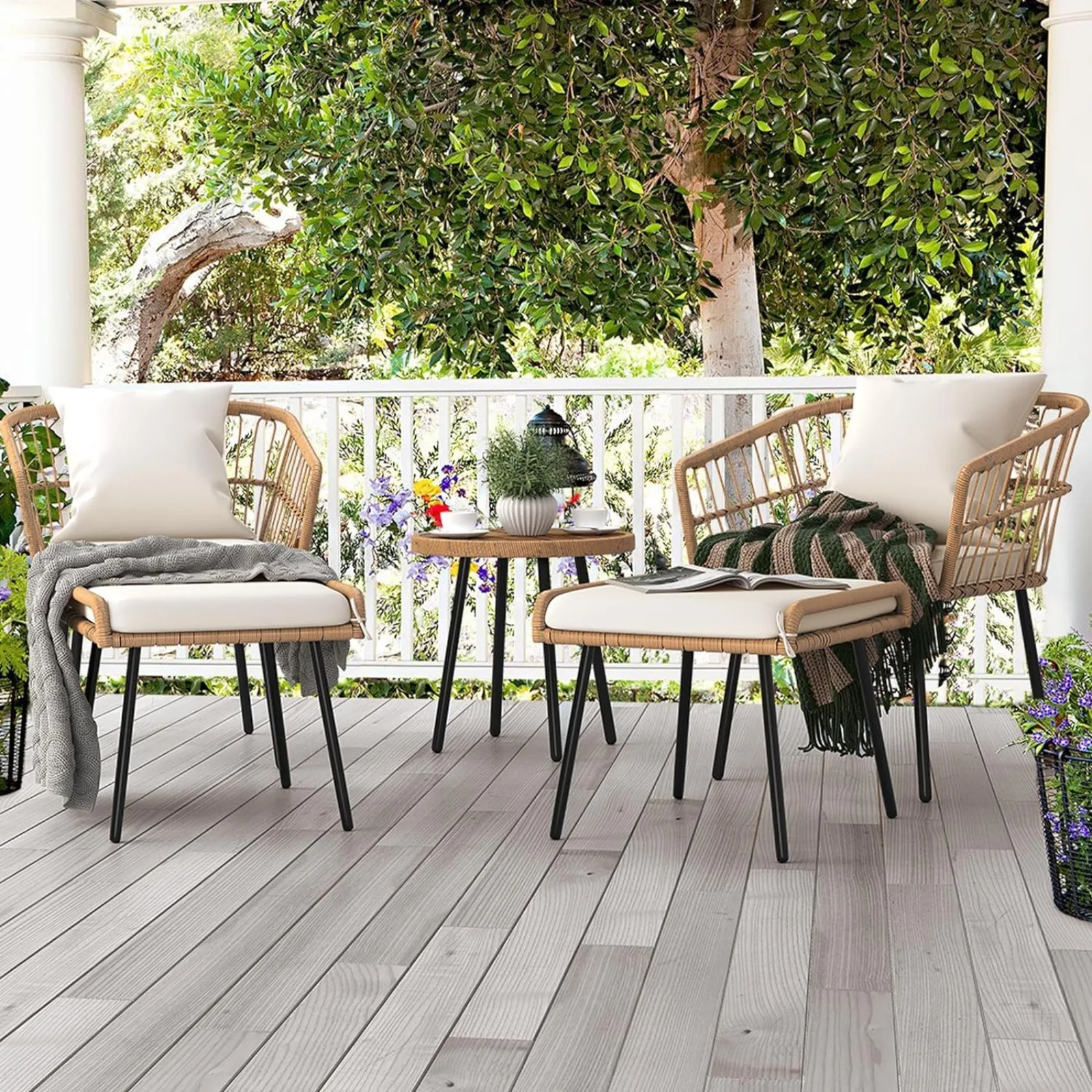 US Piece Outdoor Wicker Furniture Set, All-Weather Patio Bistro Set with Footrest, Small Patio Conversation Set for Balcony
US Piece Outdoor Wicker Furniture Set, All-Weather Patio Bistro Set with Footrest, Small Patio Conversation Set for Balcony