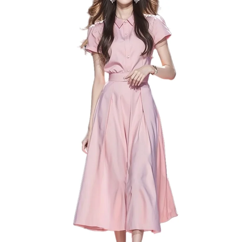 Summer New Fashion Short Sleeve Casual Turn-Down Collar Women's Shirt + High Waist Skirt Office Lady Two-Piece Sets
Summer New Fashion Short Sleeve Casual Turn-Down Collar Women's Shirt + High Waist Skirt Office Lady Two-Piece Sets