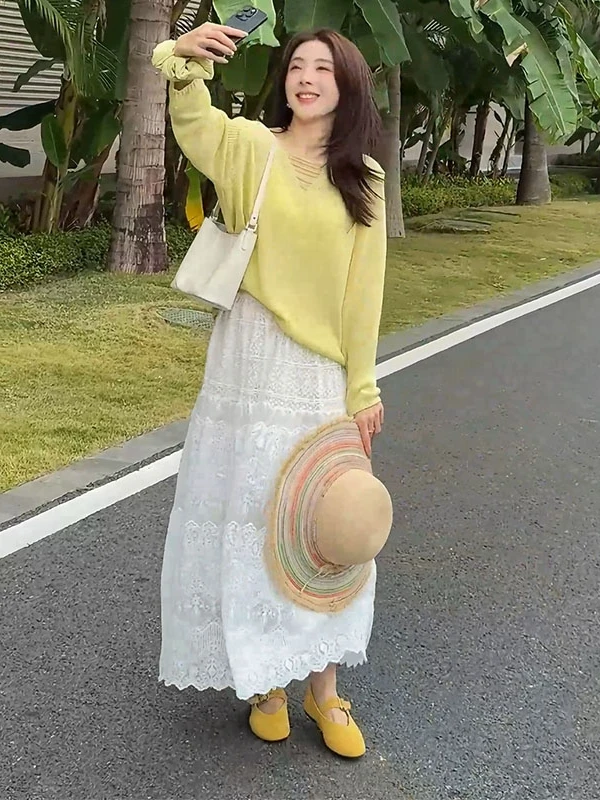 Утягивающая кружевная макси-юбка с высокой талией и вставками, корейская юбка с большим воланом, длина f, художественная свободная посадка, весенняя мода
Утягивающая кружевная макси-юбка с высокой талией и вставками, корейская юбка с большим воланом, длина f, художественная свободная посадка, весенняя мода