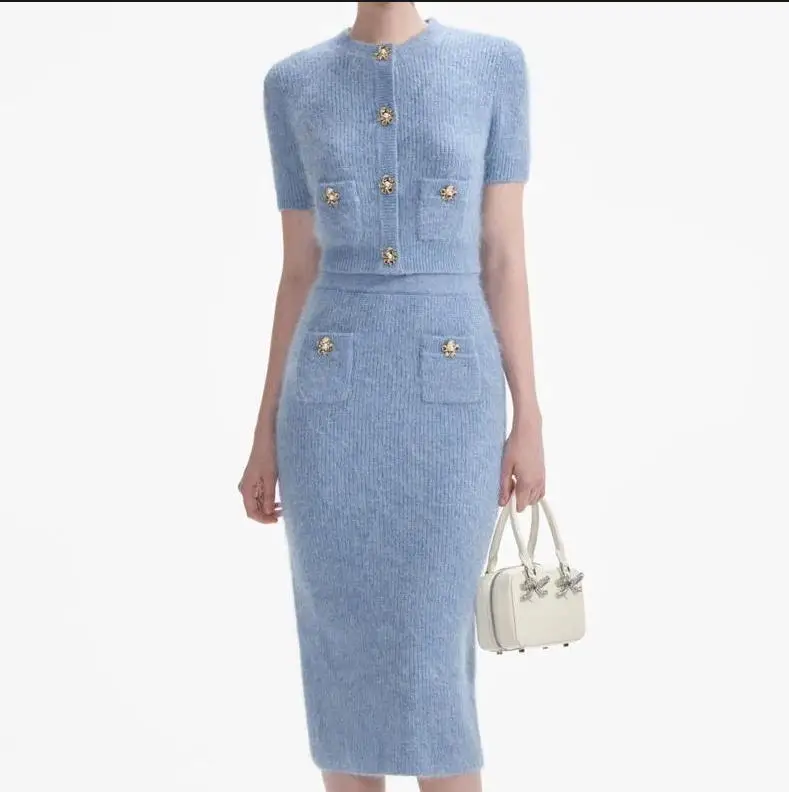 Elegant two-piece suit for office ladies, short-sleeved cardigan or slim-fit midi skirt
Elegant two-piece suit for office ladies, short-sleeved cardigan or slim-fit midi skirt
