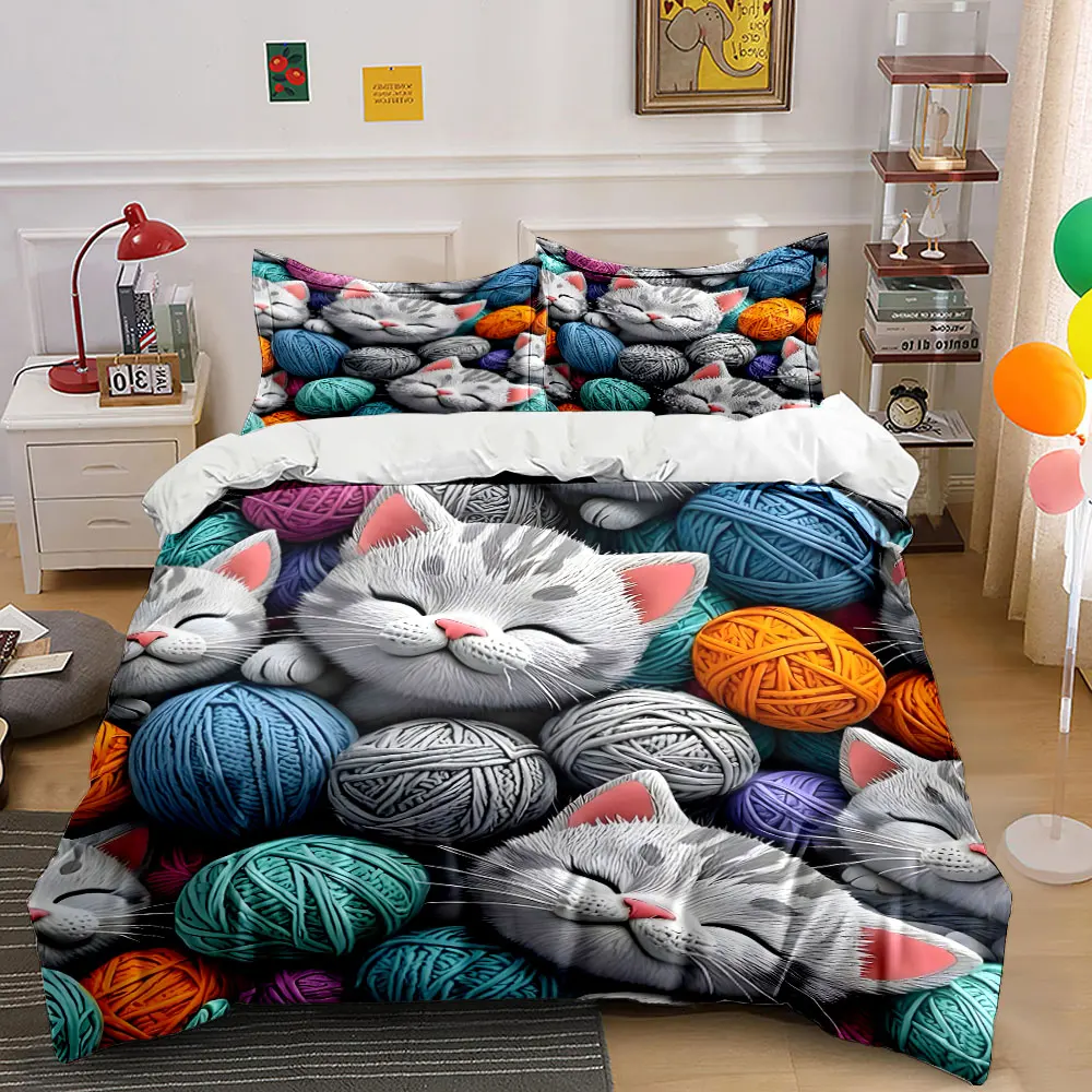 "Cat Yarn Decor Set" Multiple sizes kid's and adults' bedroom Exquisite 3PC bedding set, gift
"Cat Yarn Decor Set" Multiple sizes kid's and adults' bedroom Exquisite 3PC bedding set, gift
