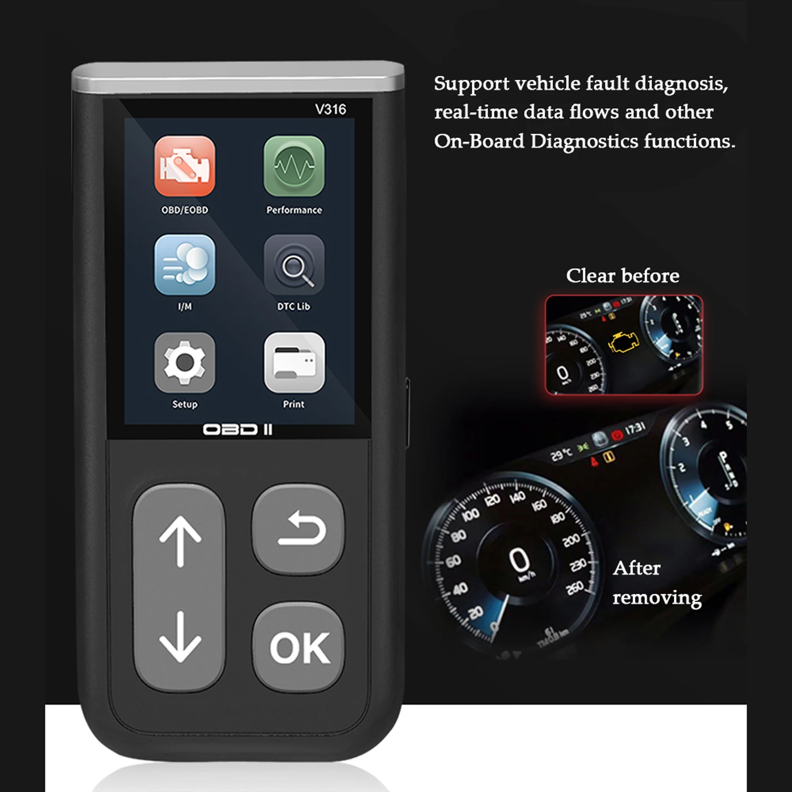 V316 Multi-function Code Reader Card Vehicle Detector Vehicle Fault Diagnosis Instrument On-Board Diagnostics Testing Instrument
V316 Multi-function Code Reader Card Vehicle Detector Vehicle Fault Diagnosis Instrument On-Board Diagnostics Testing Instrument