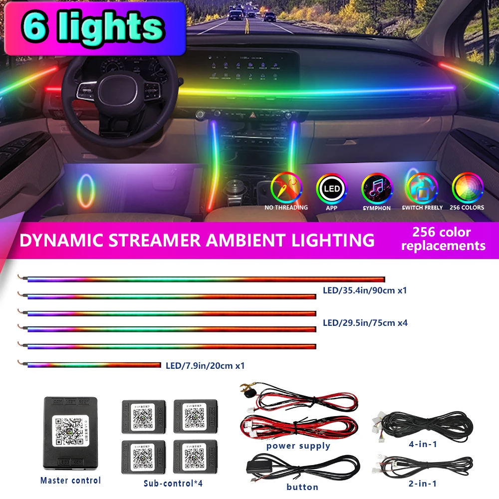 Декоративное окружающее освещение салона автомобиля RGB 64-цветный светодиодный быстросъемный монтажный комплект с интеллектуальным пультом дистанционного управления
Декоративное окружающее освещение салона автомобиля RGB 64-цветный светодиодный быстросъемный монтажный комплект с интеллектуальным пультом дистанционного управления