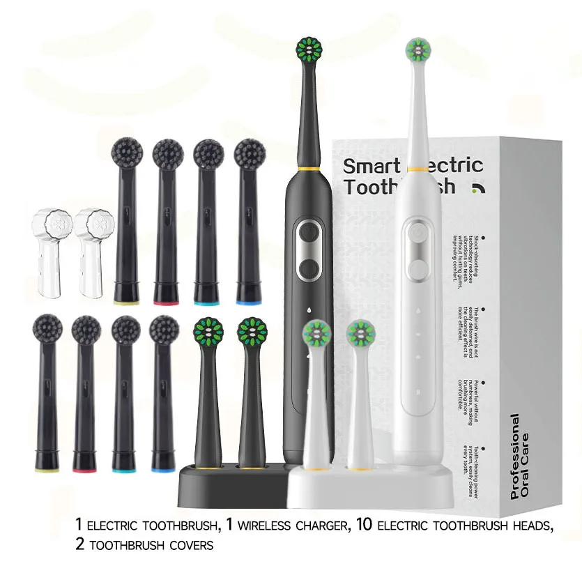 Rotating electric toothbrush induction charging, waterproof, high-performance motor,3 modes 70 day battery life, 10 brush heads
Rotating electric toothbrush induction charging, waterproof, high-performance motor,3 modes 70 day battery life, 10 brush heads