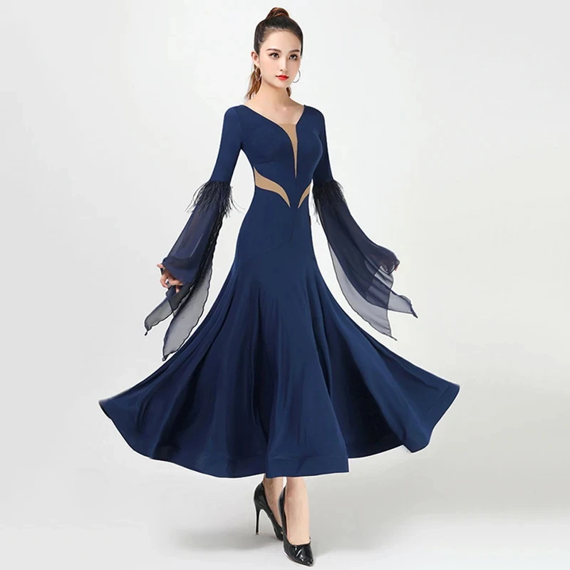 New Ballroom Dance Dress For Women National Standard Waltz Dancing Clothes Big Swing Floating Sleeve Modern Performance Costume
New Ballroom Dance Dress For Women National Standard Waltz Dancing Clothes Big Swing Floating Sleeve Modern Performance Costume