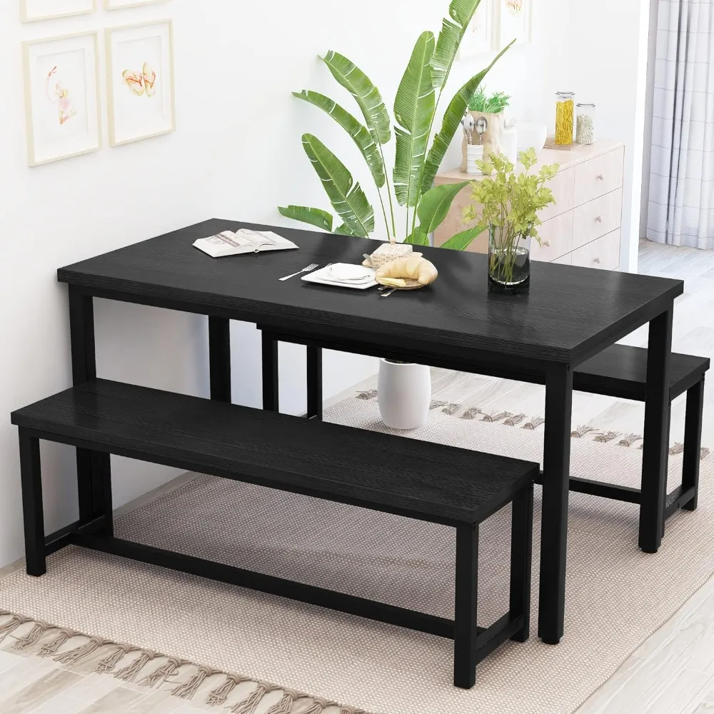 Dining Table Set for 4 Kitchen Table Set with 2 Dining Benches, 3 Piece Farmhouse Dining Room Table Set Industrial Breakfast
Dining Table Set for 4 Kitchen Table Set with 2 Dining Benches, 3 Piece Farmhouse Dining Room Table Set Industrial Breakfast