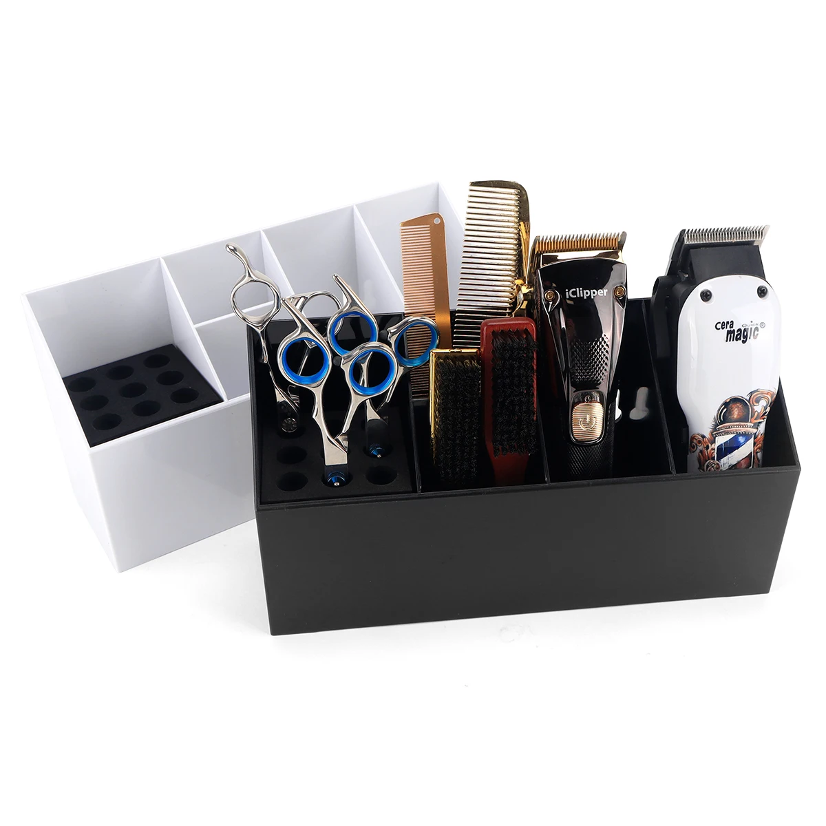 Barbershop Desktop Hairstyling Scissors Stand Comb Storage Case Hairdressing Box Socket Barber Tool Organizer Holder
Barbershop Desktop Hairstyling Scissors Stand Comb Storage Case Hairdressing Box Socket Barber Tool Organizer Holder