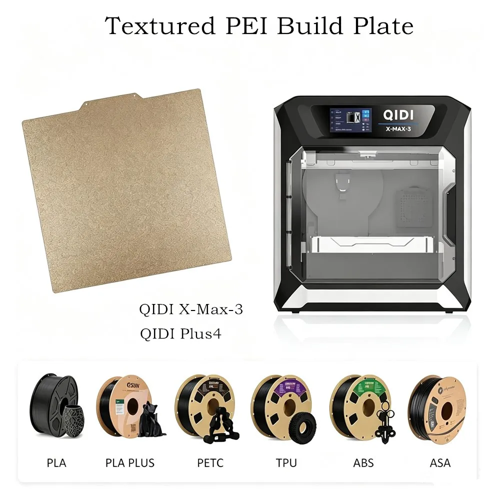 For QIDI Build Plate PEI Sheet 310x310/330x330mm for QIDI Plus4/X-Max 3 Double Sided PEI Spring Steel Sheet Strong Adhesion
For QIDI Build Plate PEI Sheet 310x310/330x330mm for QIDI Plus4/X-Max 3 Double Sided PEI Spring Steel Sheet Strong Adhesion