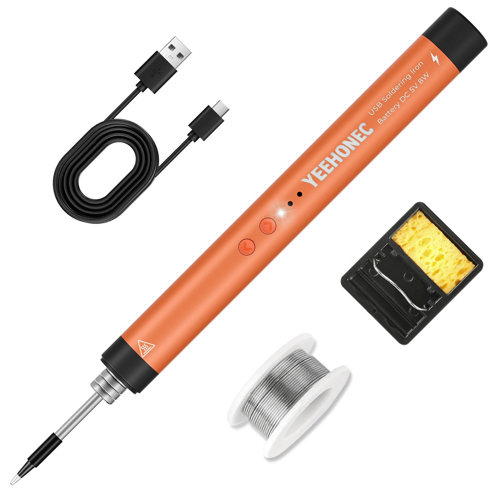 YEEHONEC USB Soldering Iron: Portable, 3 temps, 15s heat, auto off, electronics repair/DIY, USB powered, battery incl
YEEHONEC USB Soldering Iron: Portable, 3 temps, 15s heat, auto off, electronics repair/DIY, USB powered, battery incl