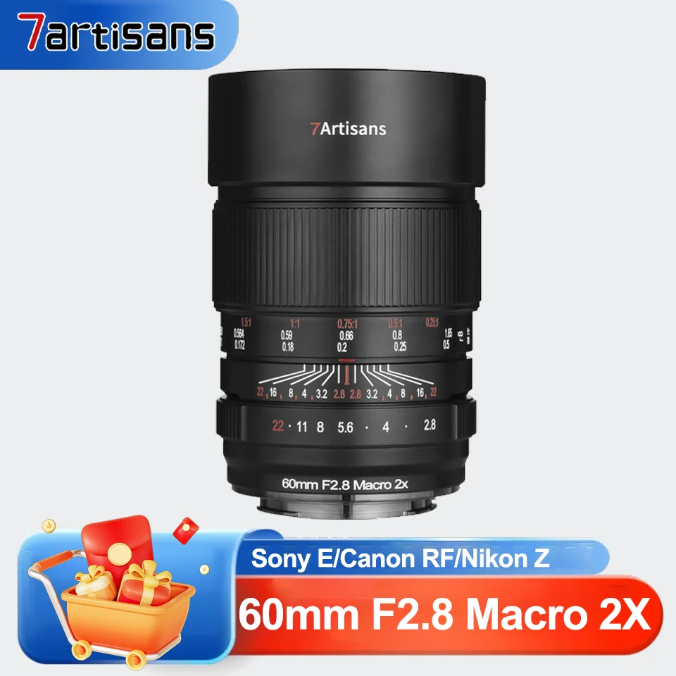 7Artisans 60mm F2.8 Макрообъектив 2X для полнокадровых камер, коэффициент увеличения 2:1, ручная фокусировка, для Sony FS7 A6400, Nikon Z9, Canon R5
7Artisans 60mm F2.8 Макрообъектив 2X для полнокадровых камер, коэффициент увеличения 2:1, ручная фокусировка, для Sony FS7 A6400, Nikon Z9, Canon R5