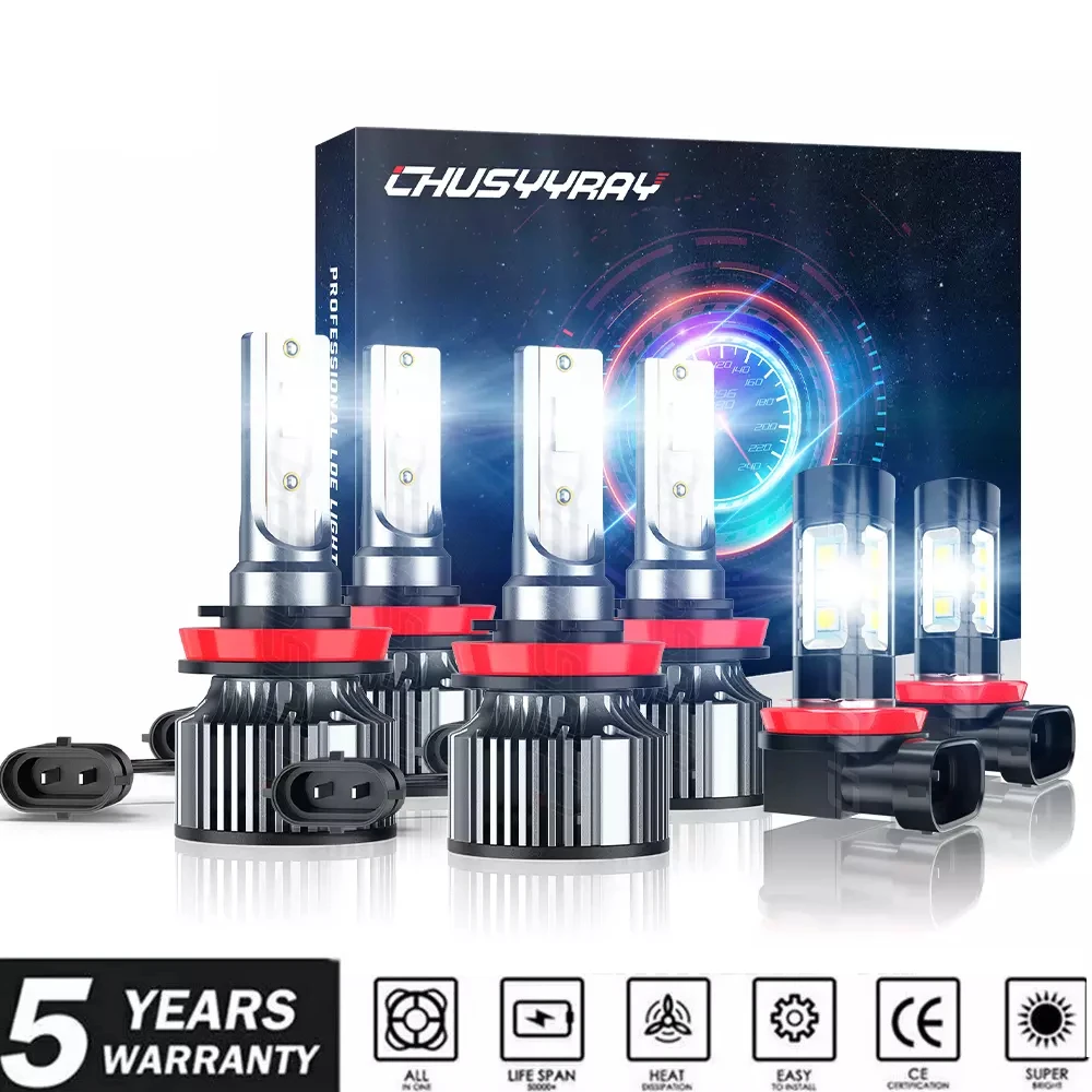 6pc Canbus H11 H8 H9 LED Headlight High/Low Beam+Fog Light Bulbs 9-36V 6500K 100000LM Super Bright 1:1 Same Size Plug and play
6pc Canbus H11 H8 H9 LED Headlight High/Low Beam+Fog Light Bulbs 9-36V 6500K 100000LM Super Bright 1:1 Same Size Plug and play
