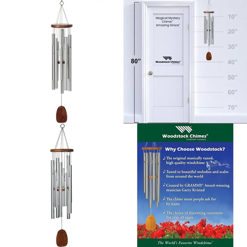 Outdoor Silver Wind Chimes, 55-Inch Space Odyssey Design, Patio and Front Porch Decorative Wind Chime
Outdoor Silver Wind Chimes, 55-Inch Space Odyssey Design, Patio and Front Porch Decorative Wind Chime