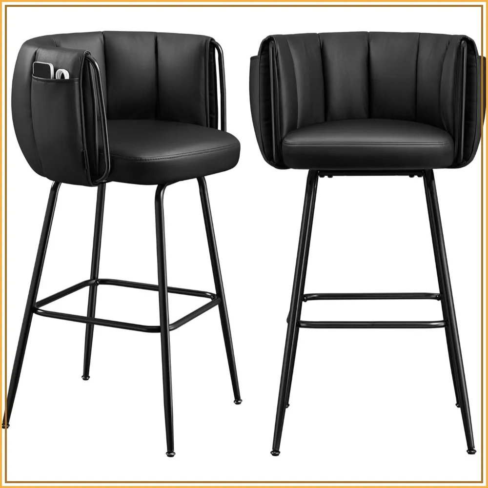 Set of 2 Swivel Bar Stools with Curved Back, Upholstered Counter Stools with Footrest, Metal Tapered Legs for Kitchen Island, Dining Room
Set of 2 Swivel Bar Stools with Curved Back, Upholstered Counter Stools with Footrest, Metal Tapered Legs for Kitchen Island, Dining Room