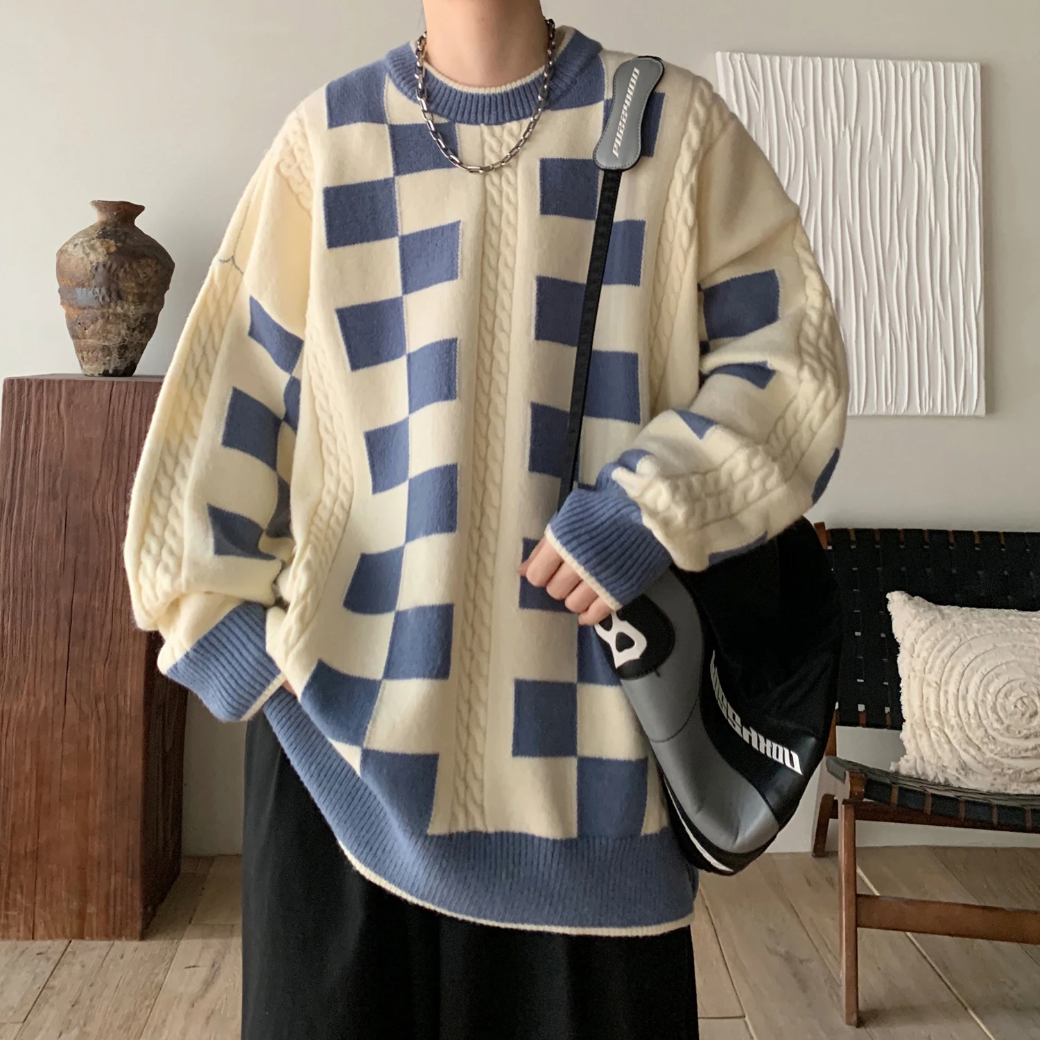 Comfortable Warm Knitted Sweater Men's Spring Autumn Loose Lazy Sle Plaid Long Sve round Ne Youth Casual Faion Clothes
Comfortable Warm Knitted Sweater Men's Spring Autumn Loose Lazy Sle Plaid Long Sve round Ne Youth Casual Faion Clothes