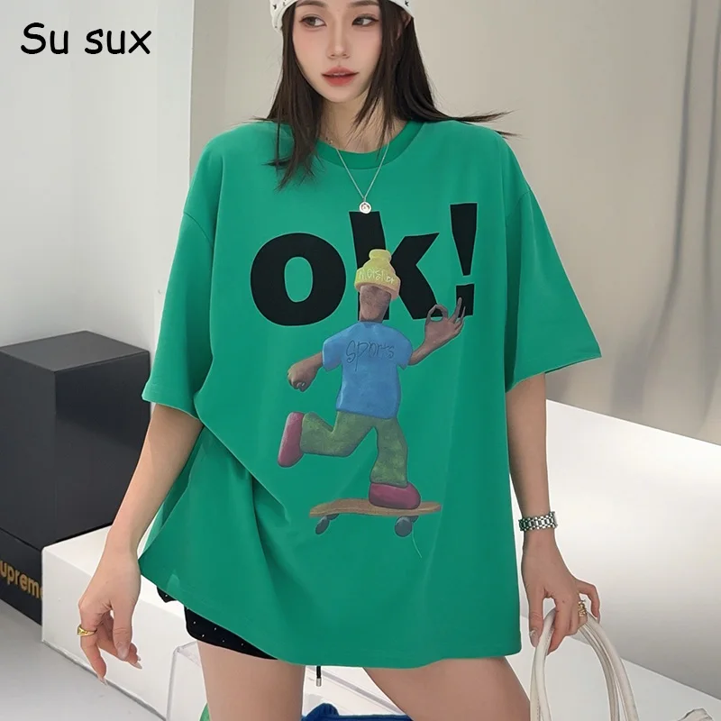 Летняя повседневная футболка с мультяшным принтом, короткий рукав, женская, в японском и корейском стиле, оверсайз, обхват груди 130 см, уличная мода 2026
Летняя повседневная футболка с мультяшным принтом, короткий рукав, женская, в японском и корейском стиле, оверсайз, обхват груди 130 см, уличная мода 2026