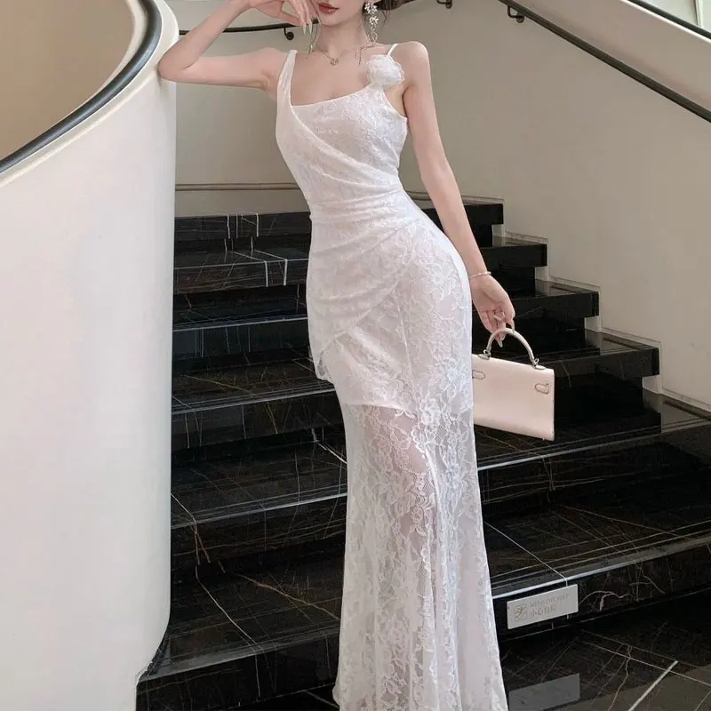 Elegant Lace Slim Bag Hip Slip Dresses Summer Stylish Patchwork Female Clothing Solid Color Temperament Asymmetrical Long Dress
Elegant Lace Slim Bag Hip Slip Dresses Summer Stylish Patchwork Female Clothing Solid Color Temperament Asymmetrical Long Dress