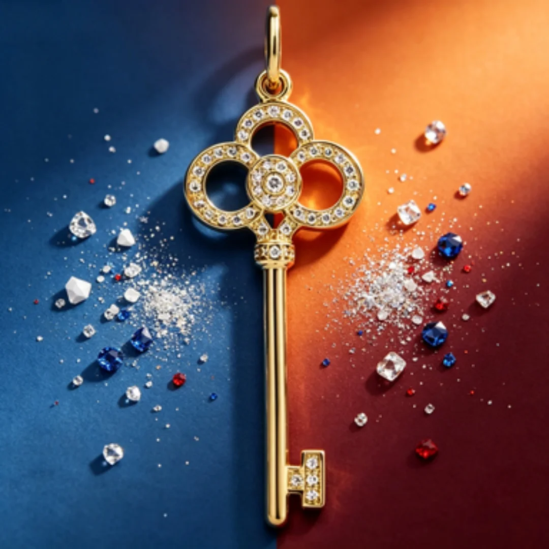 Classic Gold Key Pendant, Versatile and Sparkling Personalized Item
Classic Gold Key Pendant, Versatile and Sparkling Personalized Item