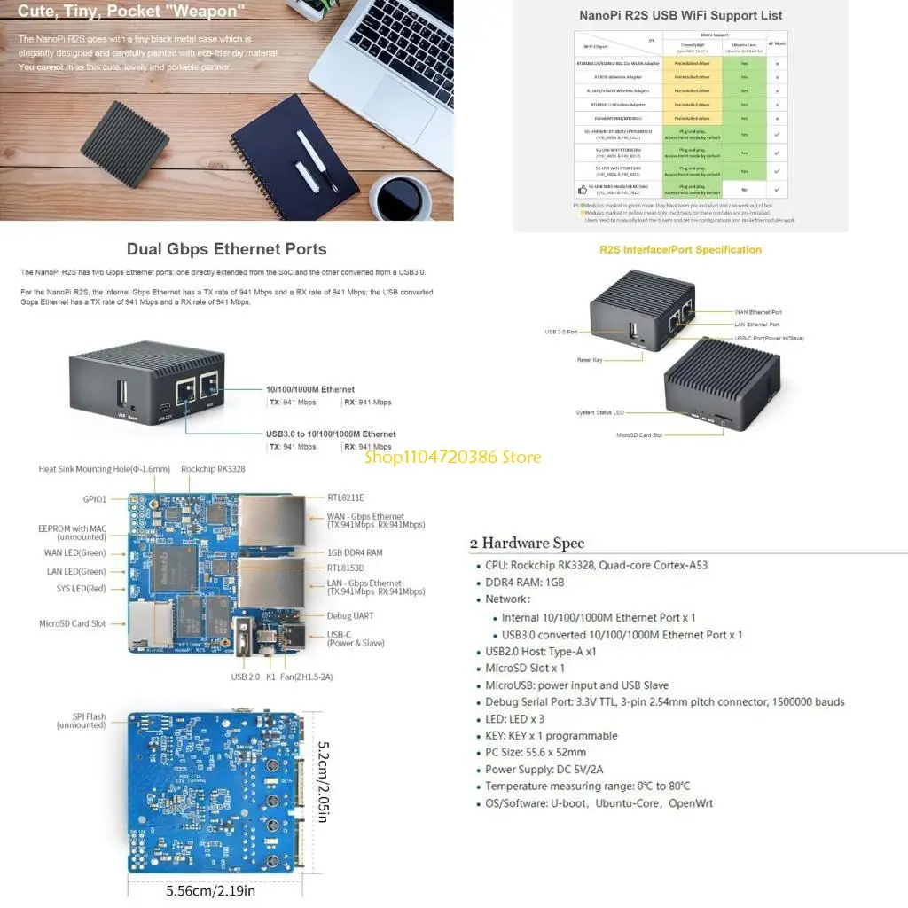 K0EA 1Set NanoPi R2S Development Board Metal Case High Speed Mini Router OpenWrt/
K0EA 1Set NanoPi R2S Development Board Metal Case High Speed Mini Router OpenWrt/