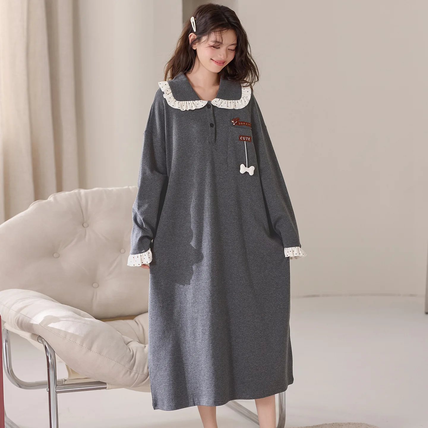 Ночная сорочка женская хлопковая длинная пижама-платье весна-осень 2026 с милым котенком, летняя домашняя одежда, платье для сна
Ночная сорочка женская хлопковая длинная пижама-платье весна-осень 2026 с милым котенком, летняя домашняя одежда, платье для сна