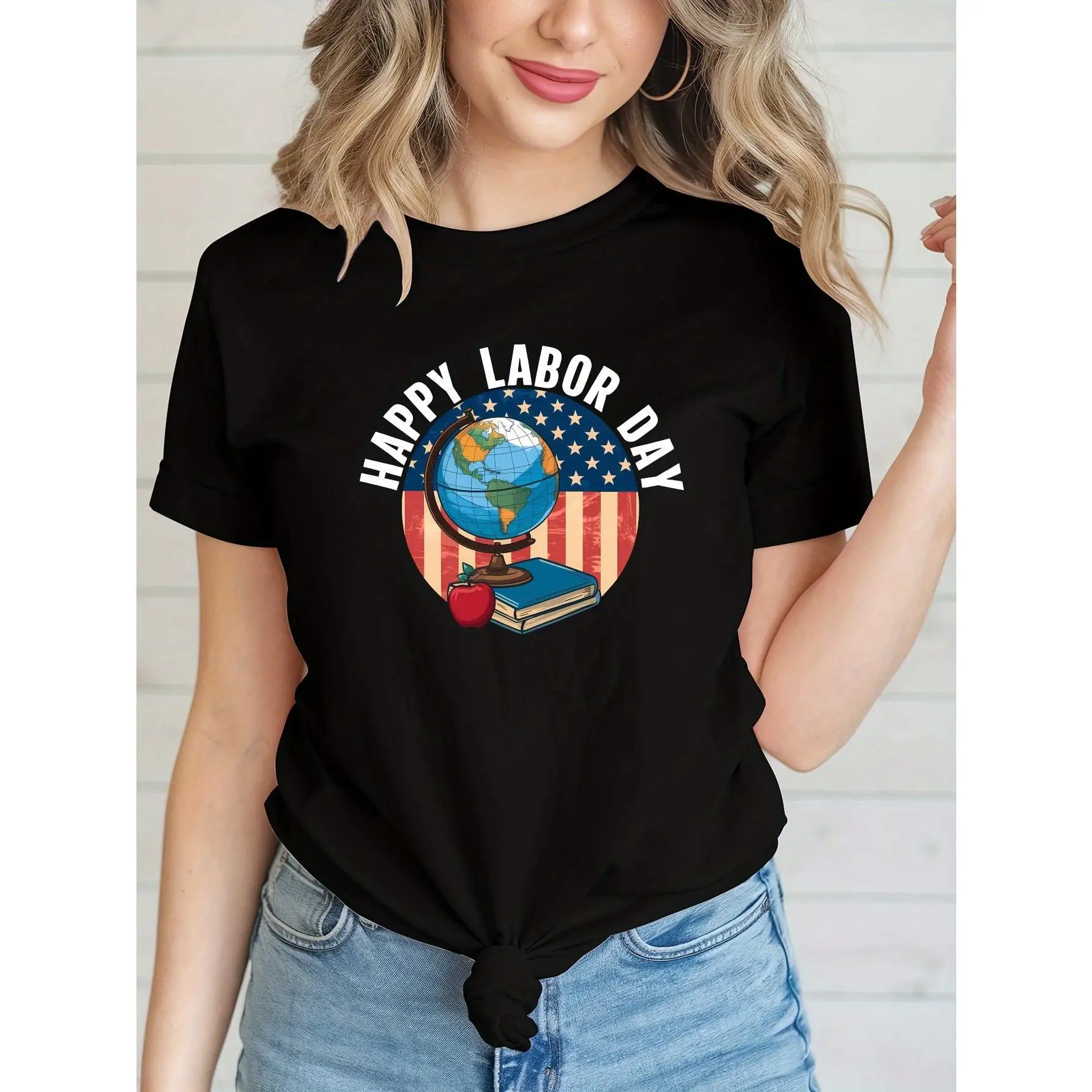Men Women Happy Labor Day T-Shirt American Flag Globe Book Print Pullover Patriotic Holiday Casual Short Sleeve Top
Men Women Happy Labor Day T-Shirt American Flag Globe Book Print Pullover Patriotic Holiday Casual Short Sleeve Top