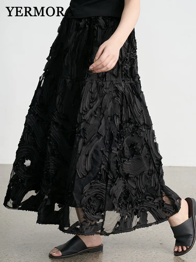 YERMORA High Elastic Waist Black Irregular Ruffles Hollow Out Half Body Skirt For Women Loose New Fashion Spring Summer 2025
YERMORA High Elastic Waist Black Irregular Ruffles Hollow Out Half Body Skirt For Women Loose New Fashion Spring Summer 2025