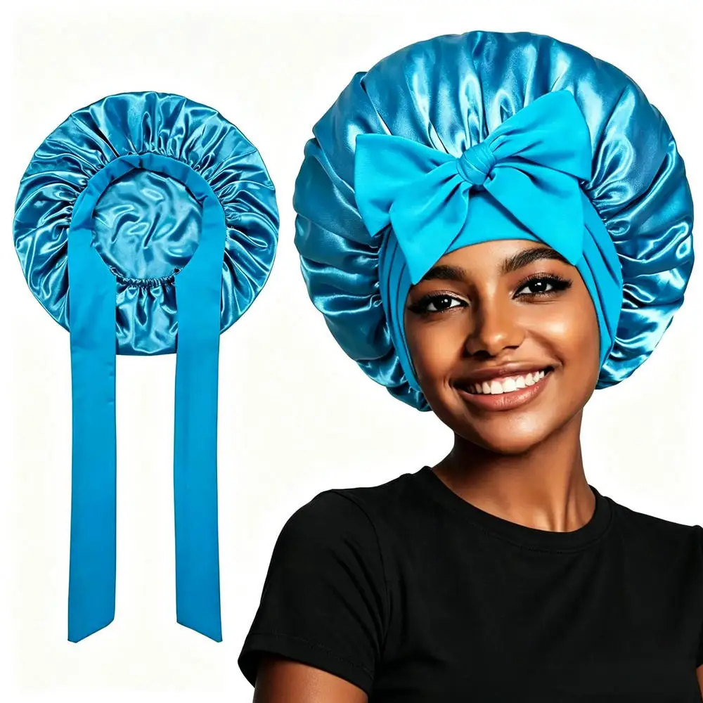 Satin Bonnets for Sleeping Women Silk Hair Bonnet with Adjustable Tie Band Stays On Night Sleep Cap for Curly Hair Braids
Satin Bonnets for Sleeping Women Silk Hair Bonnet with Adjustable Tie Band Stays On Night Sleep Cap for Curly Hair Braids