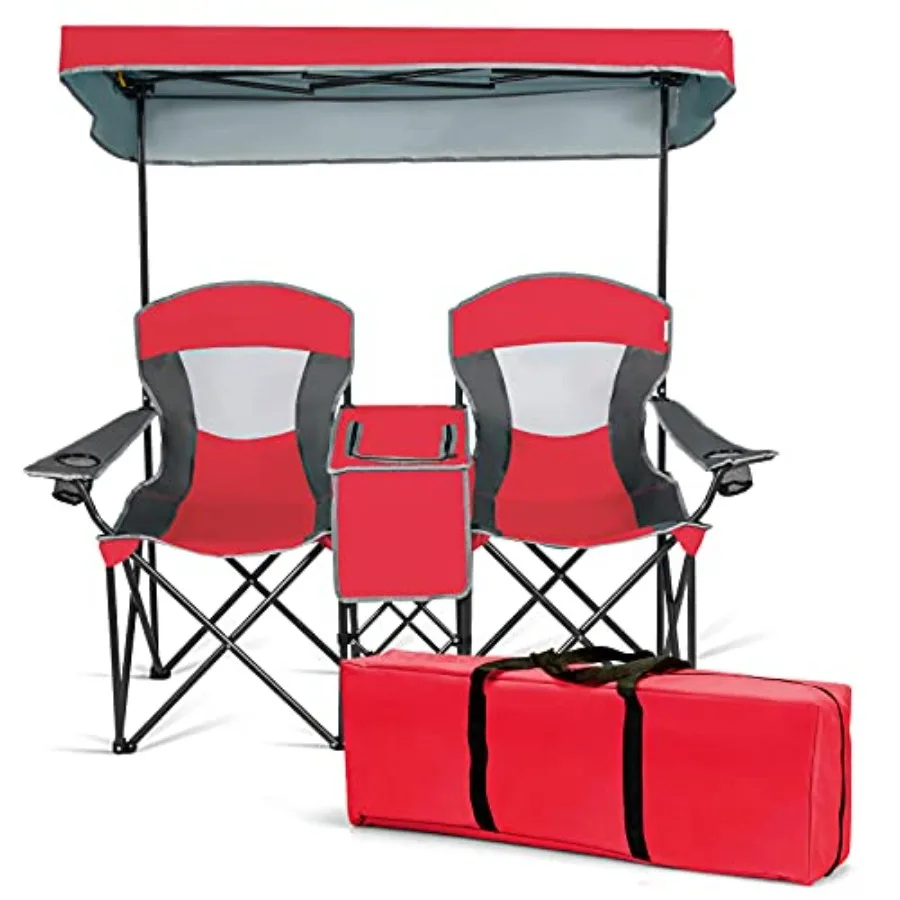 Double Camping Chair with Canopy 2 Person Folding Beach Chair with Canopy Shade Table Beverage Holder and Storage Bag Double Ro
Double Camping Chair with Canopy 2 Person Folding Beach Chair with Canopy Shade Table Beverage Holder and Storage Bag Double Ro