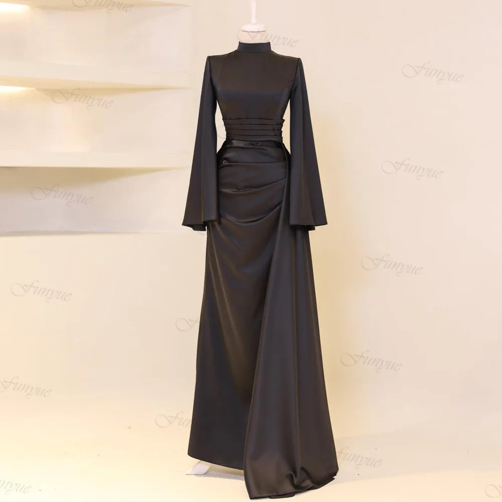 Islamic Black Muslim Evening Dress Mermaid Dubai Arabic Long Sleeve Formal Occasion Dresses Satin Simple Party Gown 2024
Islamic Black Muslim Evening Dress Mermaid Dubai Arabic Long Sleeve Formal Occasion Dresses Satin Simple Party Gown 2024