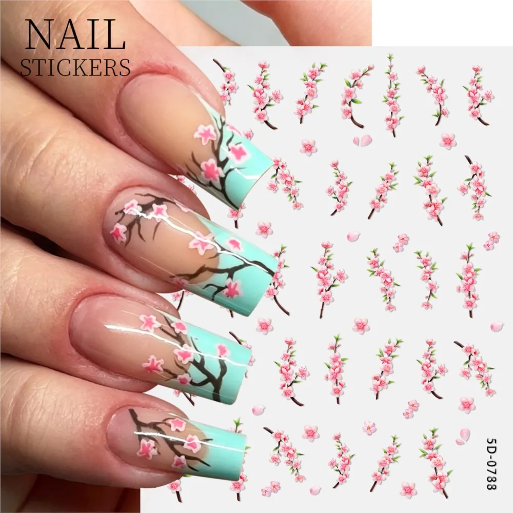 1pcs 5D Relief Pink Flower French Nail Stickers Cute Peach Blossoms Nail Decals 8*10cm Self-adhesive Floral Nail Slider Supplies
1pcs 5D Relief Pink Flower French Nail Stickers Cute Peach Blossoms Nail Decals 8*10cm Self-adhesive Floral Nail Slider Supplies