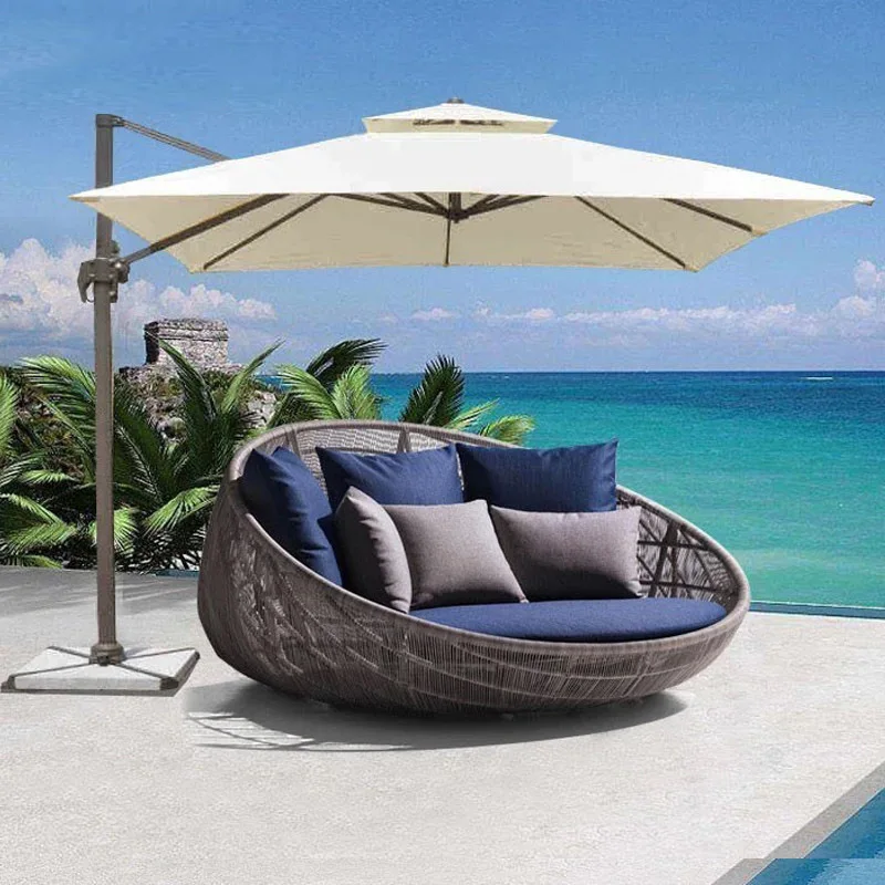 Outdoor leisure large round bed bedroom balcony courtyard rattan coffee table sofa
Outdoor leisure large round bed bedroom balcony courtyard rattan coffee table sofa