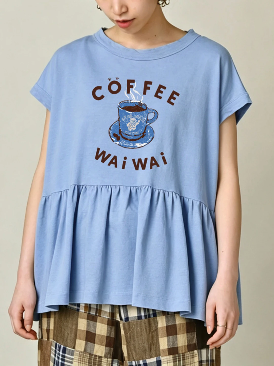 Loose Fit Bamboo Cotton Short Sleeve T-Shirt Women's round Neck Coffee Letter Print Hemmed Japanese Style Top
Loose Fit Bamboo Cotton Short Sleeve T-Shirt Women's round Neck Coffee Letter Print Hemmed Japanese Style Top