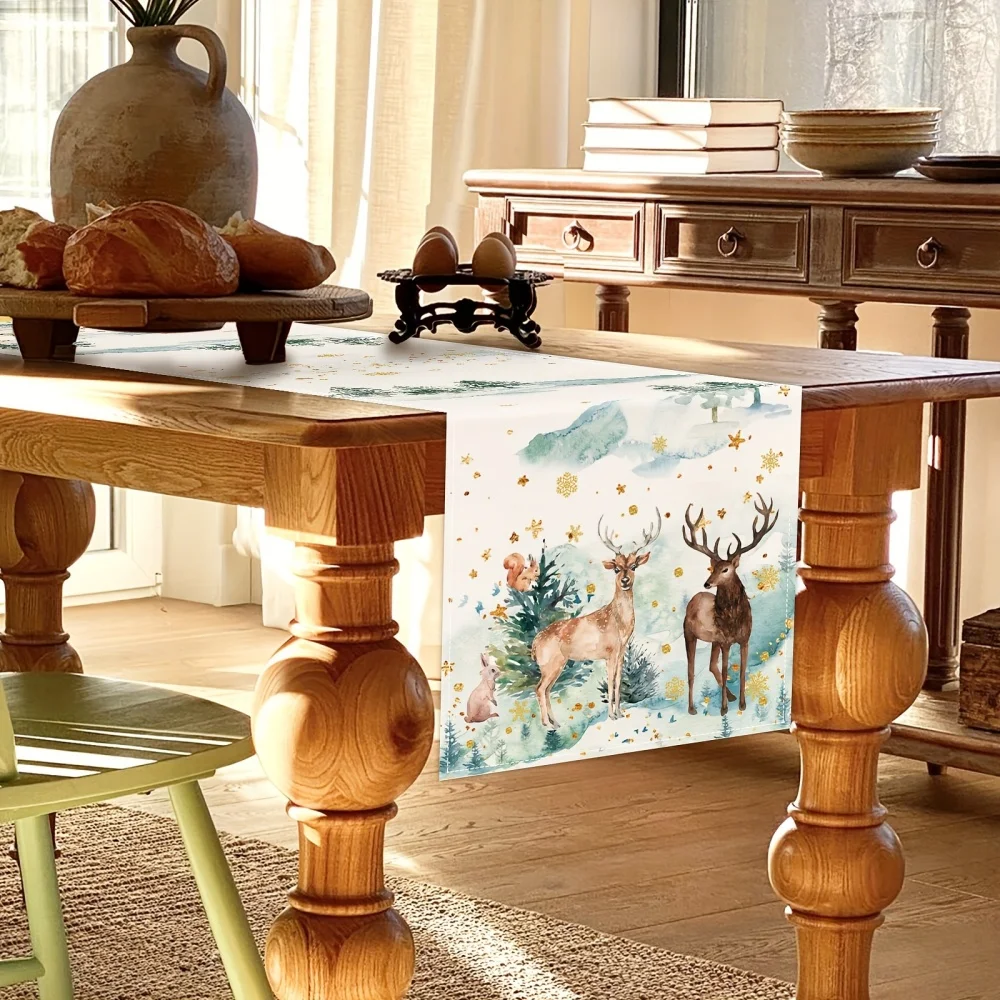 1pc Merry Christmas Table Runner, Watercolor Deer Forest Pattern Table Cover - Perfect Gift for Christmas
1pc Merry Christmas Table Runner, Watercolor Deer Forest Pattern Table Cover - Perfect Gift for Christmas