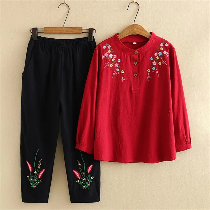 XL-5XL Retro Printed Mother Clothing New Cotton Long Sleeve Pajamas For Women Home Two Pieces Set Spring Autumn Outside Suit
XL-5XL Retro Printed Mother Clothing New Cotton Long Sleeve Pajamas For Women Home Two Pieces Set Spring Autumn Outside Suit