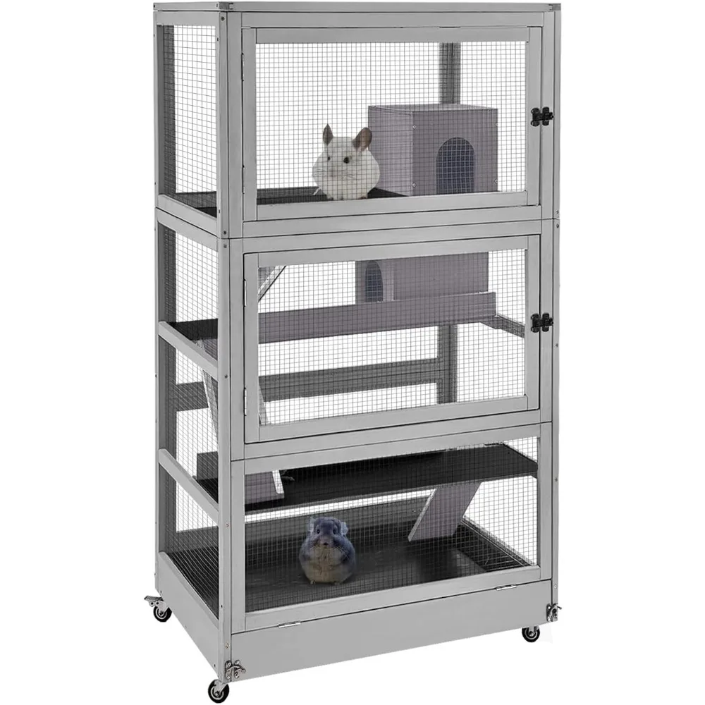 4-Level Small Animal Cage - Wooden Ferret Cage with Anti-Chew Metal Frame, Wheels & Removable Trays for Chinchillas, Hedgehogs,
4-Level Small Animal Cage - Wooden Ferret Cage with Anti-Chew Metal Frame, Wheels & Removable Trays for Chinchillas, Hedgehogs,