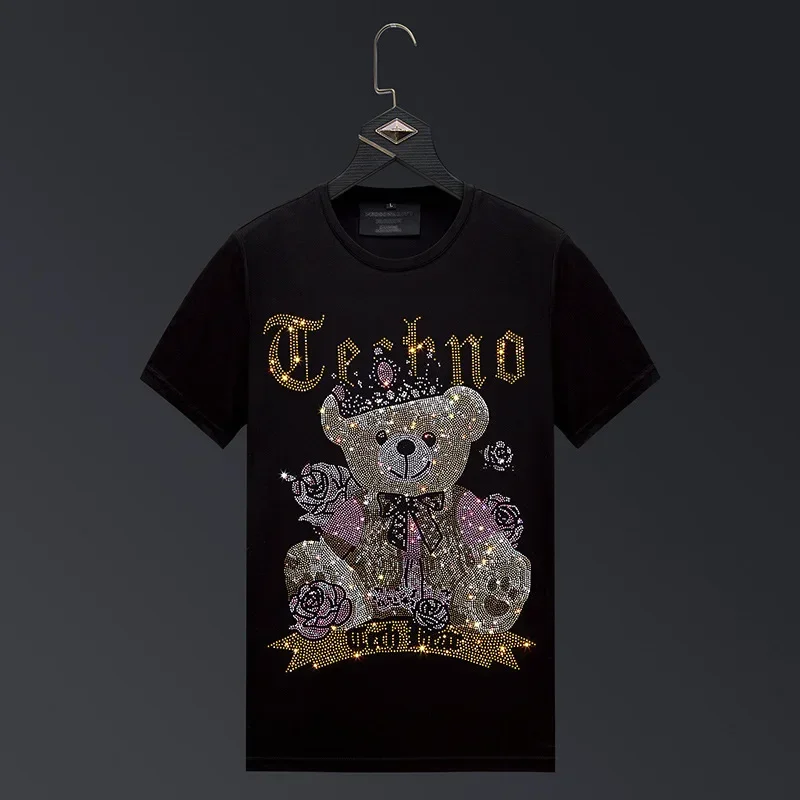 Cartoon Bear Rhinestones T Shirts Men Summer Clothes Fashion Streetwear O Neck Short Sleeve Thin Cool Elastic Cotton T-shirts
Cartoon Bear Rhinestones T Shirts Men Summer Clothes Fashion Streetwear O Neck Short Sleeve Thin Cool Elastic Cotton T-shirts