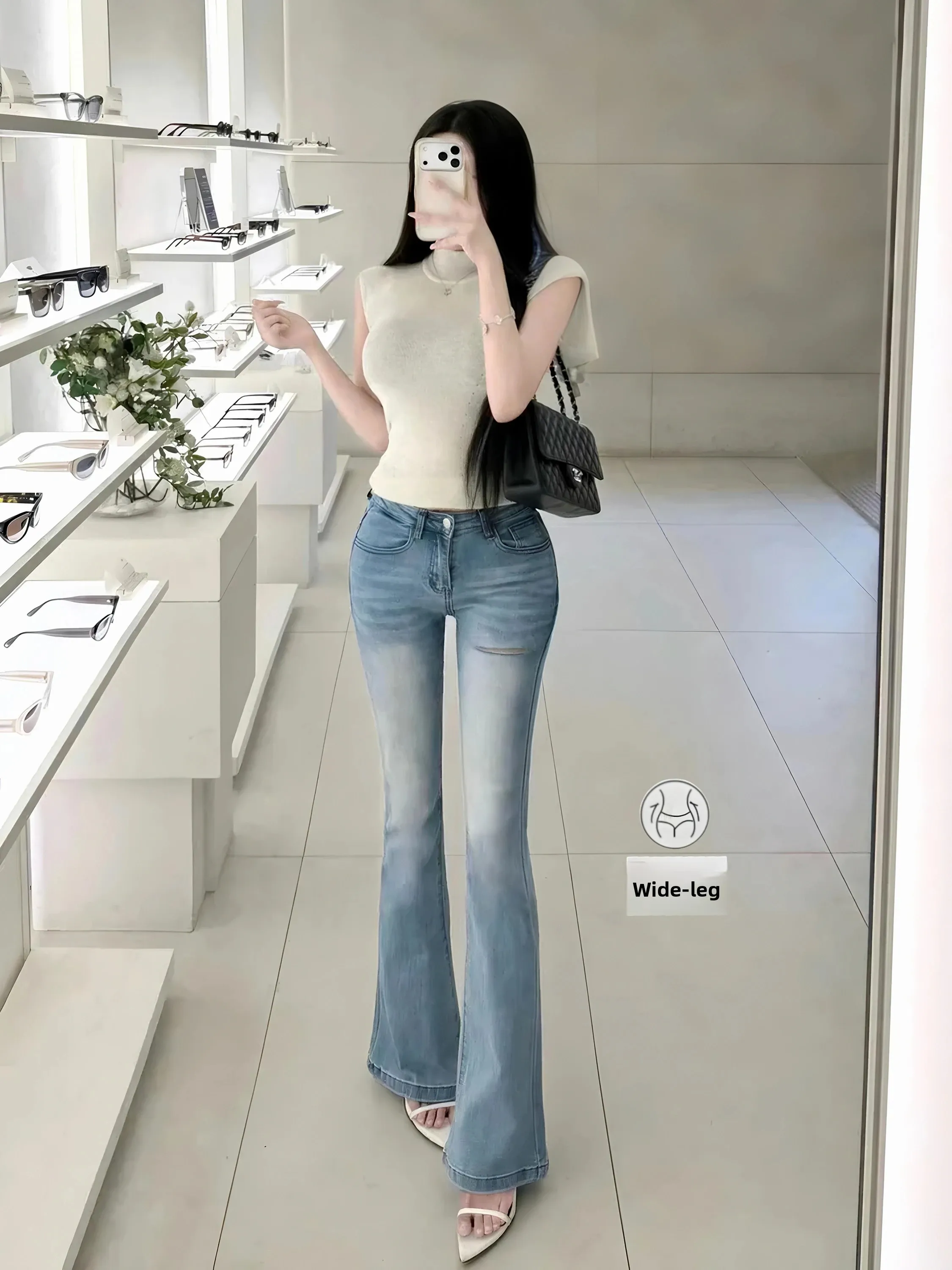 Slimming High Waist Straight Leg Jeans Women's High Waist Distressed Denim Pants Mid-Rise Slim Fit Bootcut Trousers
Slimming High Waist Straight Leg Jeans Women's High Waist Distressed Denim Pants Mid-Rise Slim Fit Bootcut Trousers