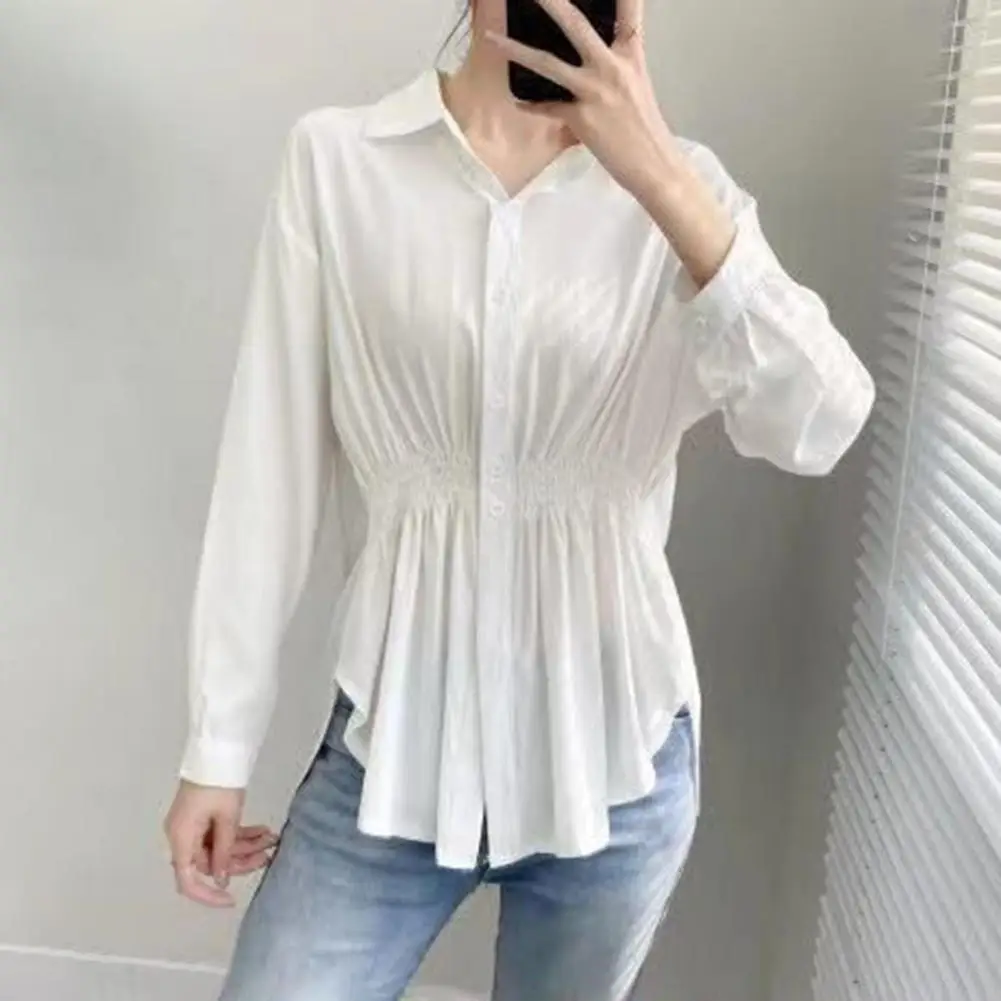 Women Shirt Elegant Women's Office Shirt Lapel Half Sleeve Elastic Waist Solid Color for Summer Fashionable Women Shirt
Women Shirt Elegant Women's Office Shirt Lapel Half Sleeve Elastic Waist Solid Color for Summer Fashionable Women Shirt