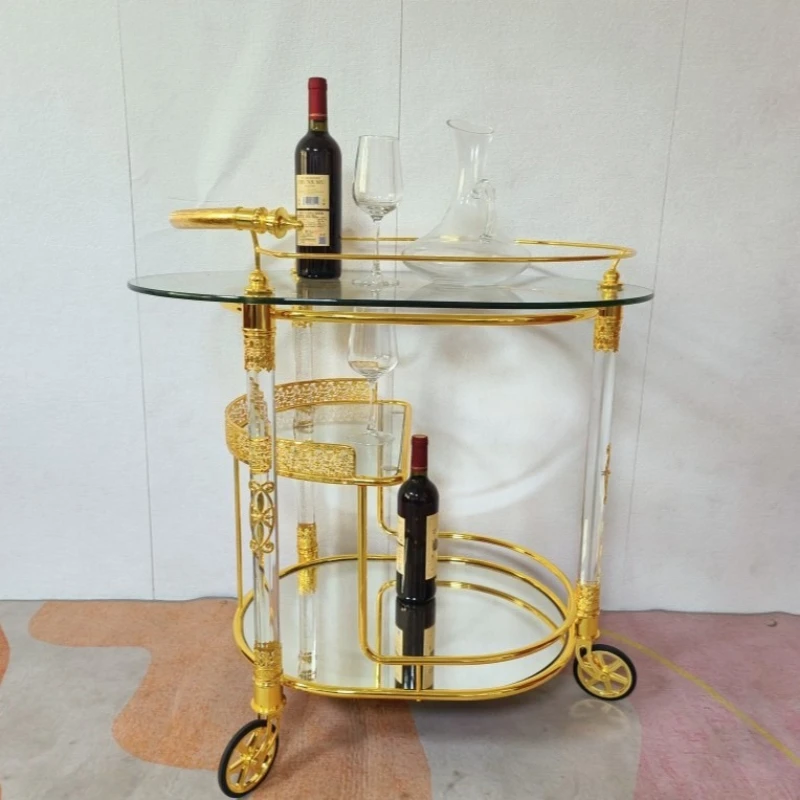 European-style high-end food cart, hotel cart, premium gold-plated wine cart
European-style high-end food cart, hotel cart, premium gold-plated wine cart
