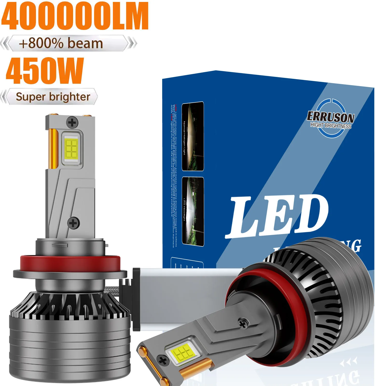 Erruson 450W 400000LM LED H4 H7 H11 HB3/4 H18 H19 HIR2 Автомобильная фара 6500K Белая светодиодная лампа Max Power Max Lumen
Erruson 450W 400000LM LED H4 H7 H11 HB3/4 H18 H19 HIR2 Автомобильная фара 6500K Белая светодиодная лампа Max Power Max Lumen