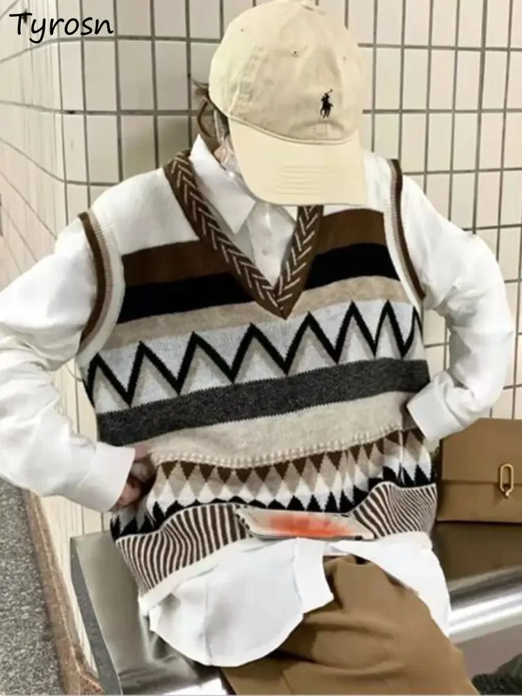 Свитер Жилеты Женщины Ретро Свободный Универсальный Дизайн Простой Охайный Досуг Повседневные Студенты Корейский Стиль Шикарный Осенний Трикотаж Полосатый 
Свитер Жилеты Женщины Ретро Свободный Универсальный Дизайн Простой Охайный Досуг Повседневные Студенты Корейский Стиль Шикарный Осенний Трикотаж Полосатый