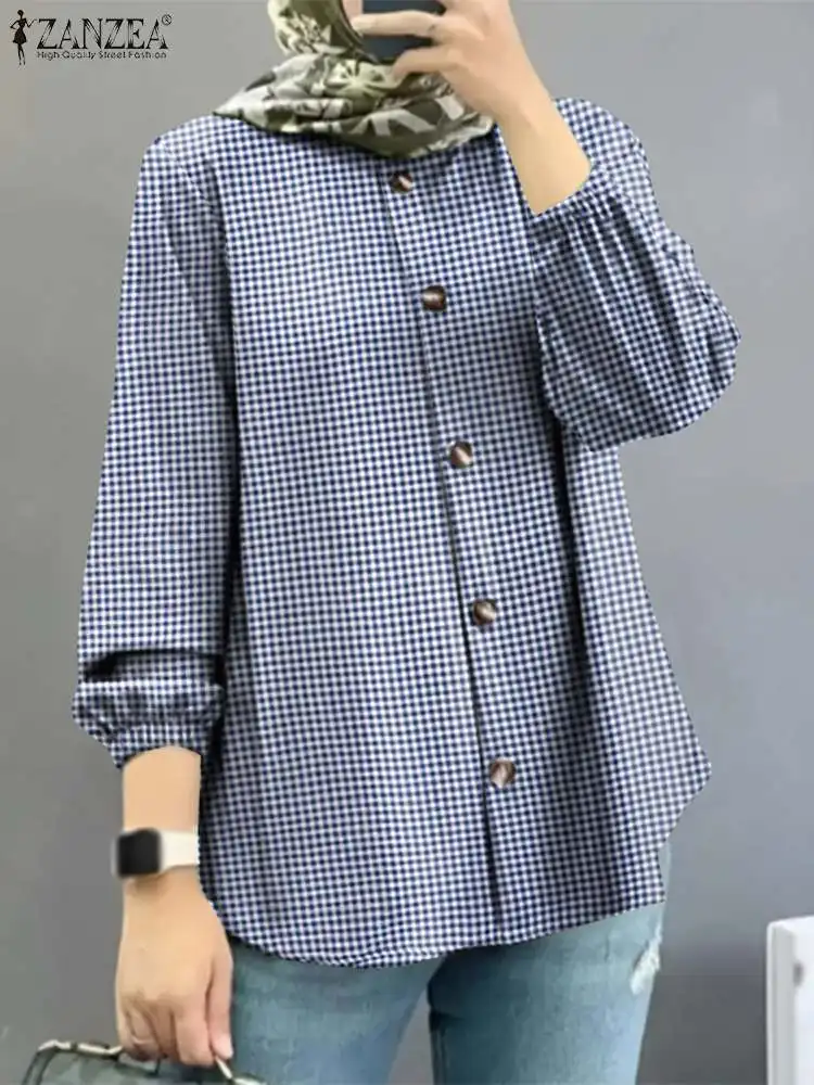 Women Vintage Plaid Checked Muslim Tops ZANZEA Autumn Long Sleeve Blouse Casual Ramadan Turkey Shirt Casual Abaya Blusas Mujer
Women Vintage Plaid Checked Muslim Tops ZANZEA Autumn Long Sleeve Blouse Casual Ramadan Turkey Shirt Casual Abaya Blusas Mujer